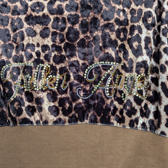 Women's Velvet Studded Leopard Print Hoodie/Sweater/Jacket - Picture 6 of 9